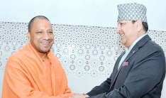 Former king on ‘state visit’ to India with family, meets Indian leader Adityanath