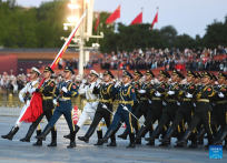 Flag-raising ceremony held at Tian'anmen Square to celebrate 74th founding anniv. of PRC