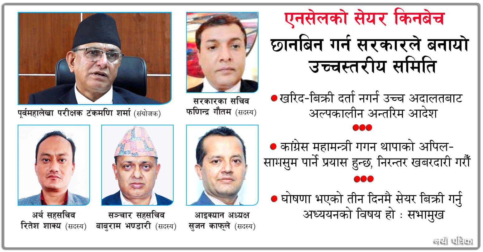 एनसेलको सेयर किनबेच : छानबिन गर्न सरकारले बनायो उच्चस्तरीय समिति