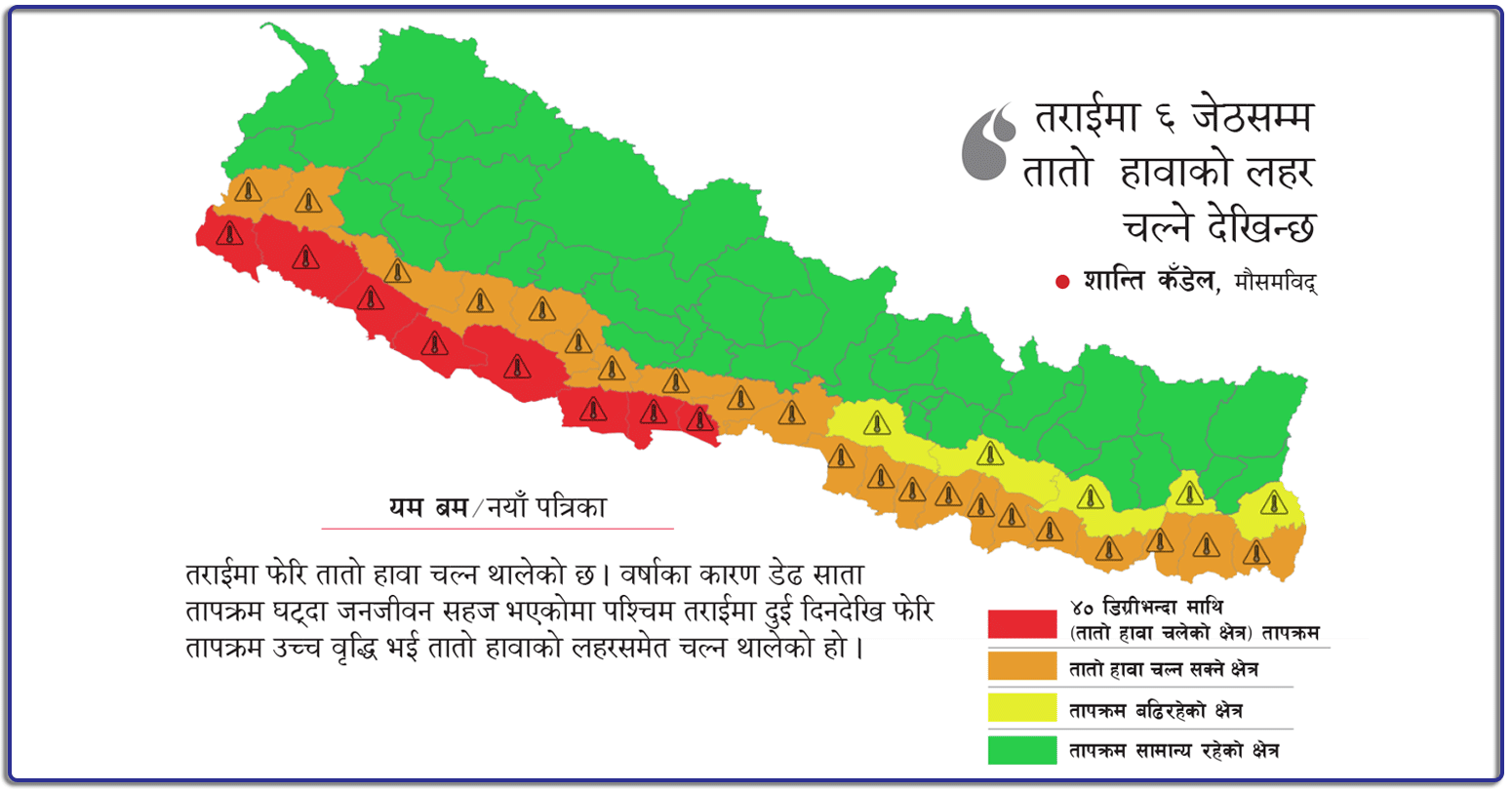 तराईमा फेरि चल्न थाल्यो तातो हावा