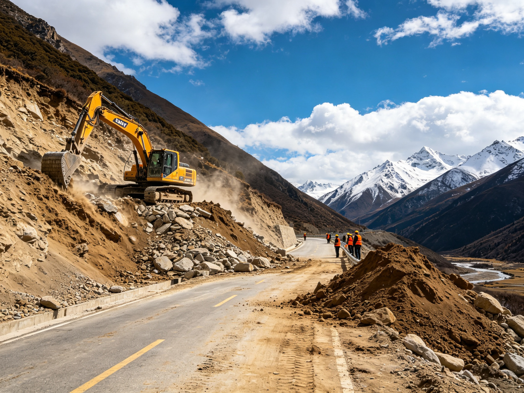 图5 高原山区公路抢通现场（资料图）