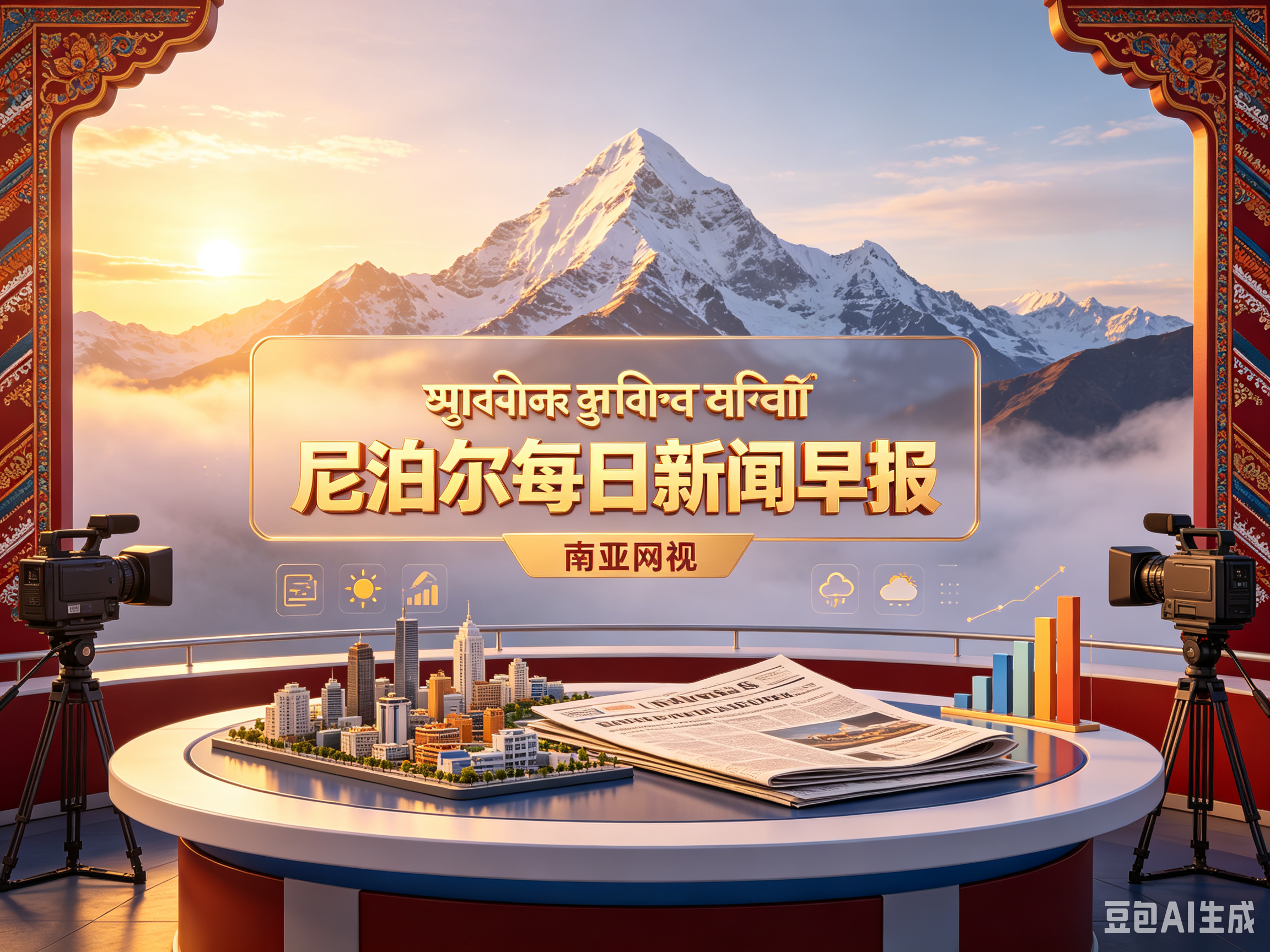 3D渲染南亚网视尼泊尔新闻早报图 (1)_毒霸看图